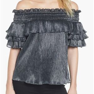 Parker Greta off shoulder metallic blouse